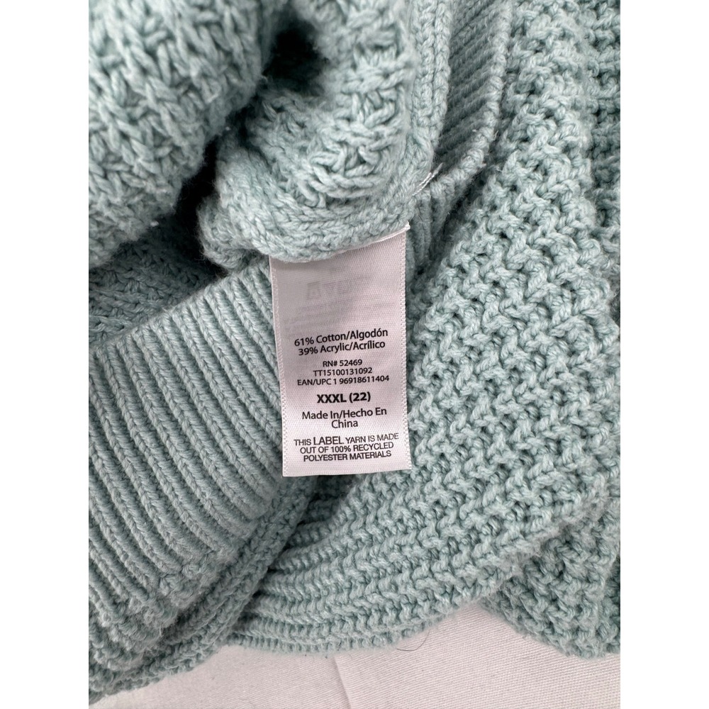 Time and Tru Womens XXXL 22 Light Blue Textured Cable Knit Crew Neck Sweater - Picture 5 of 5